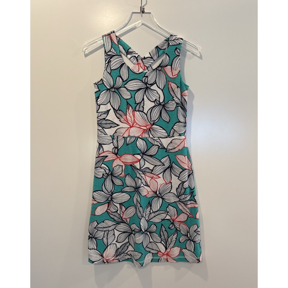 T by Talbots Womens Petite Teal Floral Knit Sleeveless Pocket Dress P VN4900 - Picture 1 of 8